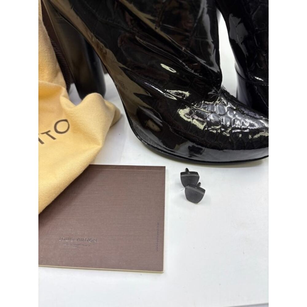 Louis Vuitton Delft Cornelia Croc Patent Leather Ankle Boots Black Size 38.5 - Picture 6 of 14